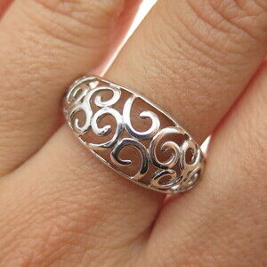 NEVADA 925 Sterling Silver Vintage Swirl Ring Size 9.25